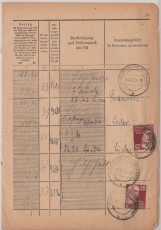 SBZ, Allgem. Ausgaben, 1950, Mi.- Nr.: 219 (2x) in MeF auf Seite eines Einlieferungsbuches! Seltene Verwendung!