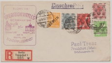 Berlin, 1948, Mi.- Nr.: 10 + Bizone- Marken als MiF (!!!) auf Einschreiben- Luftpost- Fernbrief von Berlin nach FF/M
