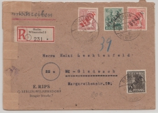 Berlin, 1949, Mi.- Nr.: 1 , 7, 11 + 31 als MiF (!!!) auf E.- Fernbrief von Berlin nach M.- Gladbach , sehr seltene MiF (SA + RA) !!!