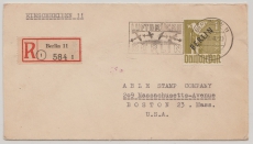 Berlin, 1948, Mi.- Nr.: 17 als EF (!!!) auf Luftpost- Auslands- Einschreiben von Berlin nach Boston (USA)