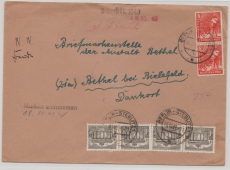 Berlin, 10.1949, Mi.- Nr.: 23 (2x) + 42 (4x) als MiF (!!!) auf Fernbrief von Berlin nach Bethel