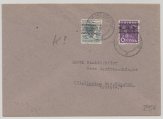 Bizone, 1948. Mi.- Nr.: 37 IK + 40 IK als MiF auf Ortsbrief Innerhalb von Beckum