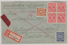 AM- Post / Kontrollrat, 1946, AM- Post + Kontrollrat MiF auf Eilboten- Einschreiben- Fernbrief von Weizheim nach Stuttgart