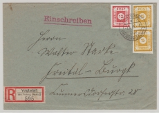 SBZ, Ost- Sachsen, 1945, Mi.- Nr.:  46 + 47 (2x) in MiF auf Einschreiben- Fernbrief von Voigtsdorf nach Freital