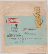 SBZ, Ost- Sachsen, 1945, Mi.- Nr.: 55 (3x) in MeF auf Einschreiben- Päckchen / Drucksache von Lommatsch nach Oschatz