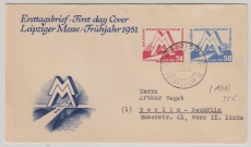 DDR, 1951, Mi.- Nr.: 282-83 auf Adressiertem FDC von Leipzig nach Berlin