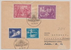 DDR, 1950, Mi.- Nr.: 246- 47 + 248-49 in MiF auf Auslandsbrief von Leipzig nach Grenchen (CH)
