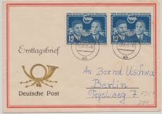 DDR, 1951, Mi.- Nr.: 296 (2x) als MeF auf Adressiertem FDC, innerhalb Berlins