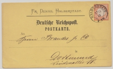 Dt. Kaiserreich, 1873, gr. Brustschild, Mi.- Nr.: 18 als EF auf (Text-)Fernpostkarte von (AD-) Halberstadt nach Dortmund