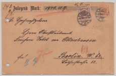 Dt. Kaiserreich, Krone / Adler, 1897, Mi.- Nr.: 49 + 50 in MiF auf Wertbrief von Echte nach Berlin