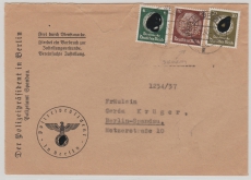 DR, 1937, Mi.- Nr.: 518 (mit POL- Lochung) u. DM DR in MiF auf Innendienstbrief innerhalb von Berlin