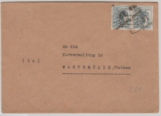 Bez. 41, Schwarzenberg- Neuwelt, Mi.- Nr.: 170 X (2x) als MeF auf Fernbrief von Schwarzenberg nach Warnemünde