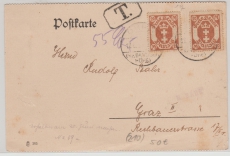 111 (2x) als reine MeF auf Auslandspostkarte von Danzig nach Graz (A)