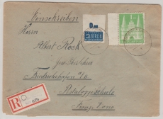 Bizone, 1948, Mi.- Nr.: 97, als EF auf Einschreiben- Fernbrief von FF/ M nach Friedrichshafen