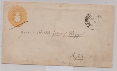 Meckl.- Schwerin, ca. 1862, 3 Schillinge- GS (Mi.- Nr.: U7) gelaufen als Fernbrief von Ludwigslust nach Rostock