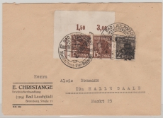 Bez. 20, ... berg / ...burg ???, Mi.- Nr.: 171 IV (2x, + POR!) + 166 IV als MiF auf Ortsbrief innerhalb von Bad Lauchstädt
