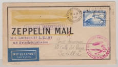 DR, 1929, Mi.- Nr.: 423 als EF auf Zeppelinbrief von Friedrichshafen via Mittelmeerfahrt 1929 nach Sevilla (Ankunftsst.!)