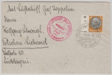 DR, 1938, Mi.- Nr.: 528, als EF auf Brief zur Sudetenfahrt 1938, Auflieferung FF/M nach Tetschen- Liebsad (?)