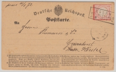 DR- Brustschilder, 1872, Mi.- Nr.: 14 als EF auf Fernpostkarte, von Essen nach Grannenhorst (?)