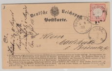 DR- Brustschilder, 1872, Mi.- Nr.: 3 als EF auf Fernpostkarte, von ... (Alt-. D. - Preußen o) nach Carlshütte