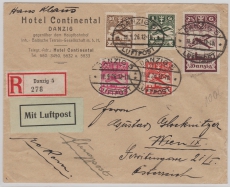 202- 206, als MiF, auf Satz- Lupo- Einschreiben- Auslandsbrief, von Danzig nach Wien, selten!