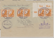 DR, 1934, Mi.- Nr.: 536x (6x, 1x vom ER) in MeF auf Bordpostbrief per Argentinienfahrtvon Rio de Janeiro- nach Buenos Aires