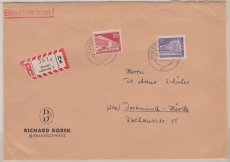 Berlin / BRD, 1958, Mi.- Nr.: 146 + 152 als MiF auf Einschreiben- Fernbrief von Braunschweig nach Dortmund