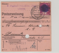 Lössnitz, AH- Überdruck, Mi.- Nr.: AP 795 I, als EF auf Zahlkarte für einen Betrag von Lössnitz nach Chemnitz