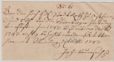 Sachsen- Meiningen, 1743, Posthalterquittung (?) für den Bezug der Nürnberger Zeitung (?)