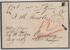 Wallendorf (in rot! T+T), 1844, Vorphila- bzw. Barfrankierter Paketbegleitbrief von Wallendorf nach Offenburg