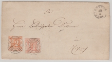 T. + T., 1864, Mi.- Nr.: 13 + 28, als MiF auf Fernbrief von Gerstungen (Nrn- Stempel.: 308) nach ...