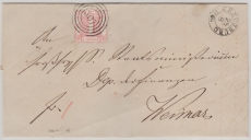 T. + T., 1866, Mi.- Nr.: 38, als EF auf Fernbrief von Creuzburg (Nrn.-Stempel 307) nach Weimar