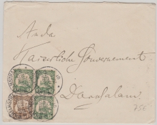 DOA, 11+ 12 (3x) als MiF auf Brief von Wilhelmsthal (DOA) nach Dar-Es-Salam