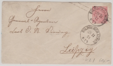 NDP, 1871, 3 Kr. GS- Umschlag, Mi.- Nr.: U2 (?) als Fernbrief von Hildburghausen (nachverw. T. + T.!) nach Leipzig