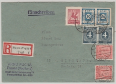 SBZ Ost- und Westsachsen /Lokalausgaben / Kontrollrat in MiF auf vollständiger Frankatur, E- Brief von Plauen nach Eisenach