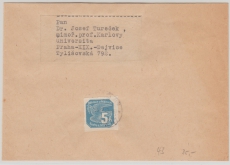 B + M, 1943 (?), Mi.- Nr.: 43 als EF auf Zeitungsstreifband, innerhalb von Prag