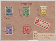 SBZ-, OST-Sachsen, 1946, Mi.- Nrn.: 47 G, u.a., in MiF auf Einschreiben- Ortsbrief von Dresden- Loschwitz nach Dresden