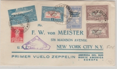 Argentinien, div. Ausgaben, 1930, Brief per Zeppelin befördert nach New York, via Lakehurst, mit rs. Transitstempel