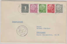 BRD, 1962, Mi.- Nr.: W 22 X u.a. in MiF auf Ortsbrief (2. Gewichtsstufe ?) innerhalb von Göttingen, rs mittig gepr. Schlegel BPP