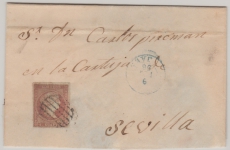Spanien, 1856, 4 Cuartos EF auf Ortsbrief (?) innerhalb von Sevilla