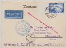 DR 423, 1929, als EF nach Chicago, befördert zur 1. Amerikafahrt, (mit Abruchstempel...), Ankunftsstempel New York