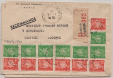 Frankreich, 1944, 10,5 Fr. (???) MiF auf Auslands- Einschreiben Marseille nach Luzern (Ch), rs. mit dt. Zensur!