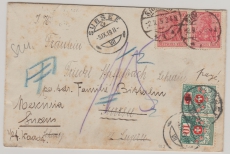 Germania, 1919, Mi.- Nr.: 86 II (2x) als MeF auf Auslansds- Nachsendebrief (mit CH Nachporto) von Sto... nach Stursee (CH)