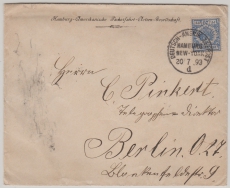 Krone- Adler / Dt. Seepost, 1893, Mi.- Nr.: 48 als EF auf HAPAG- Brief von New York nach Berlin