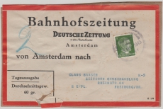 III. Reich, 1933, Mi.- Nr.: 784 als auf Bahnhofszeituings- Versandetikett von Amsterdam nach Freiburg