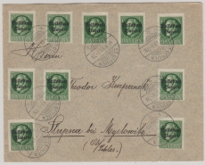 Bayern, 1919, Mi.- Nr.: 118 II A (10x!) als MeF auf Fernbrief von St. Oettilien nach Stupna (Oberschl.), nette Frankatur!