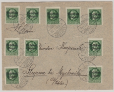 Bayern, 1919, Mi.- Nr.: 118 II A (10x!) als MeF auf Fernbrief von St. Oettilien nach Stupna (Oberschl.), nette Frankatur!