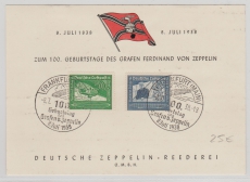 DR, 1938, Mi.- Nrn: 669- 70, auf Maximumkarte zu Ehren des 100. Geburtstages von Graf Zeppelin, 1938