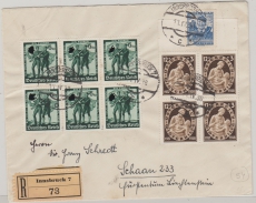 Österreich / DR, 1938, interessante Mischfrankatur auf Auslandseinschreiben, von Innsbruck nach Schaan / Lichtenstein