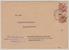 SBZ- Handstempel, 1948, Bez. 41, Schwarzenberg Land, Mi.- Nr.: 174 X (2x), als MeF auf Fernbrief von Markersbach nach Dresden